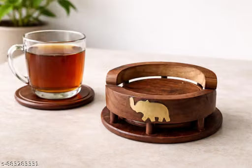 Handcrafted Wooden Coaster Set of 6