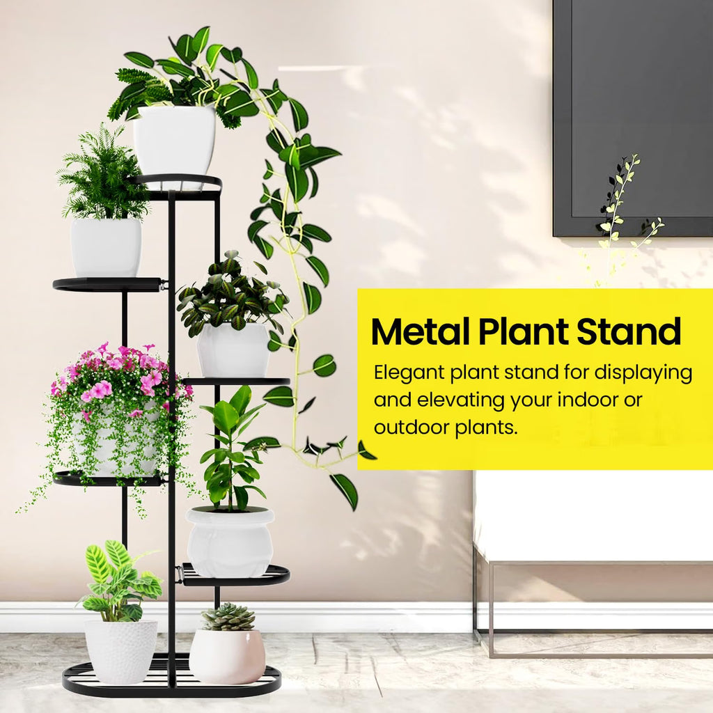 GT Home Multi-Tiered Plant Stand for Balcony | 7 Pot Holders (Easy to assemble, installation kit included)