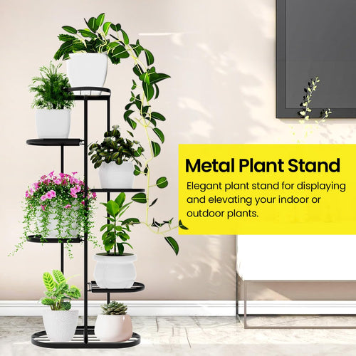 GT Home Multi-Tiered Plant Stand for Balcony | 7 Pot Holders (Easy to assemble, installation kit included)