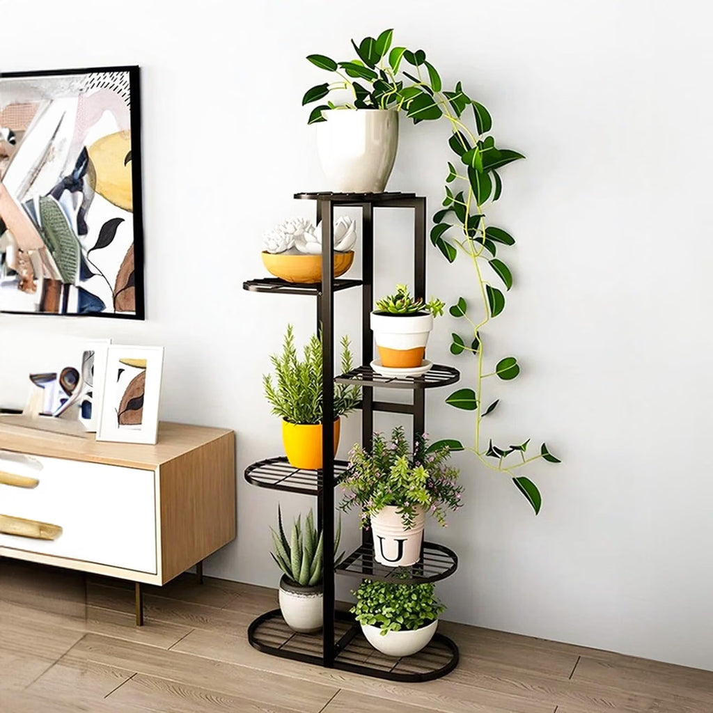 GT Home Multi-Tiered Plant Stand for Balcony | 7 Pot Holders (Easy to assemble, installation kit included)