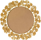 Wall Décor Large Gingko Leaf Round Wall Mirror, 20", Gold