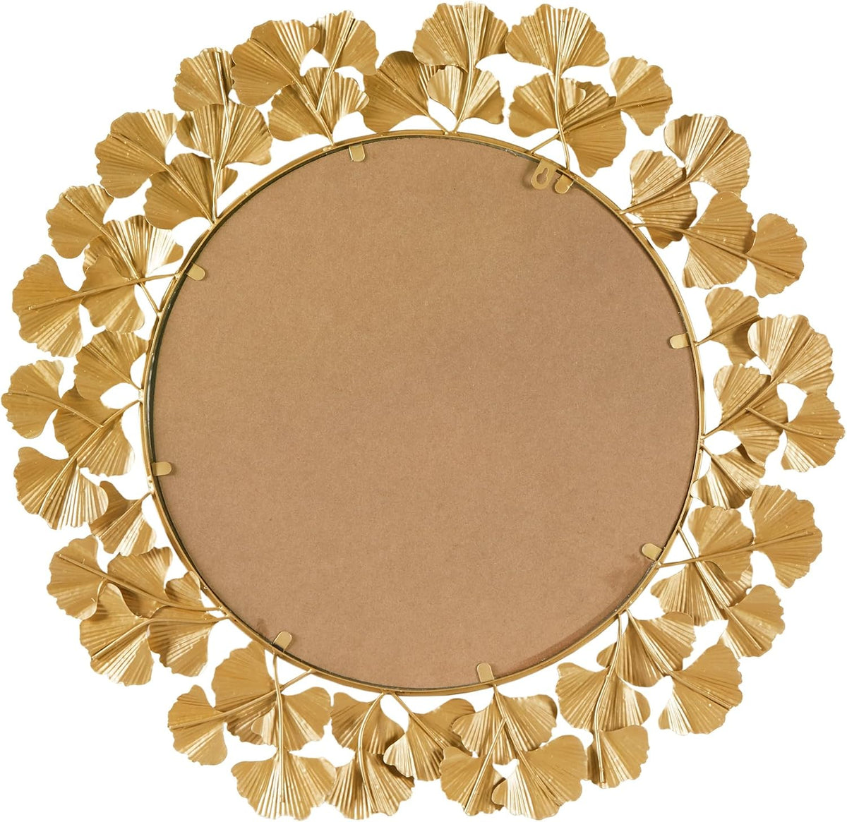 Wall Décor Large Gingko Leaf Round Wall Mirror, 20", Gold