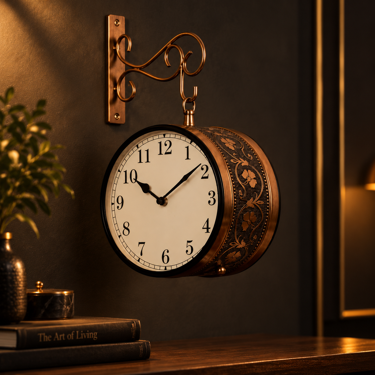 GT Vintage Double Sided Hanging Wall Clock
