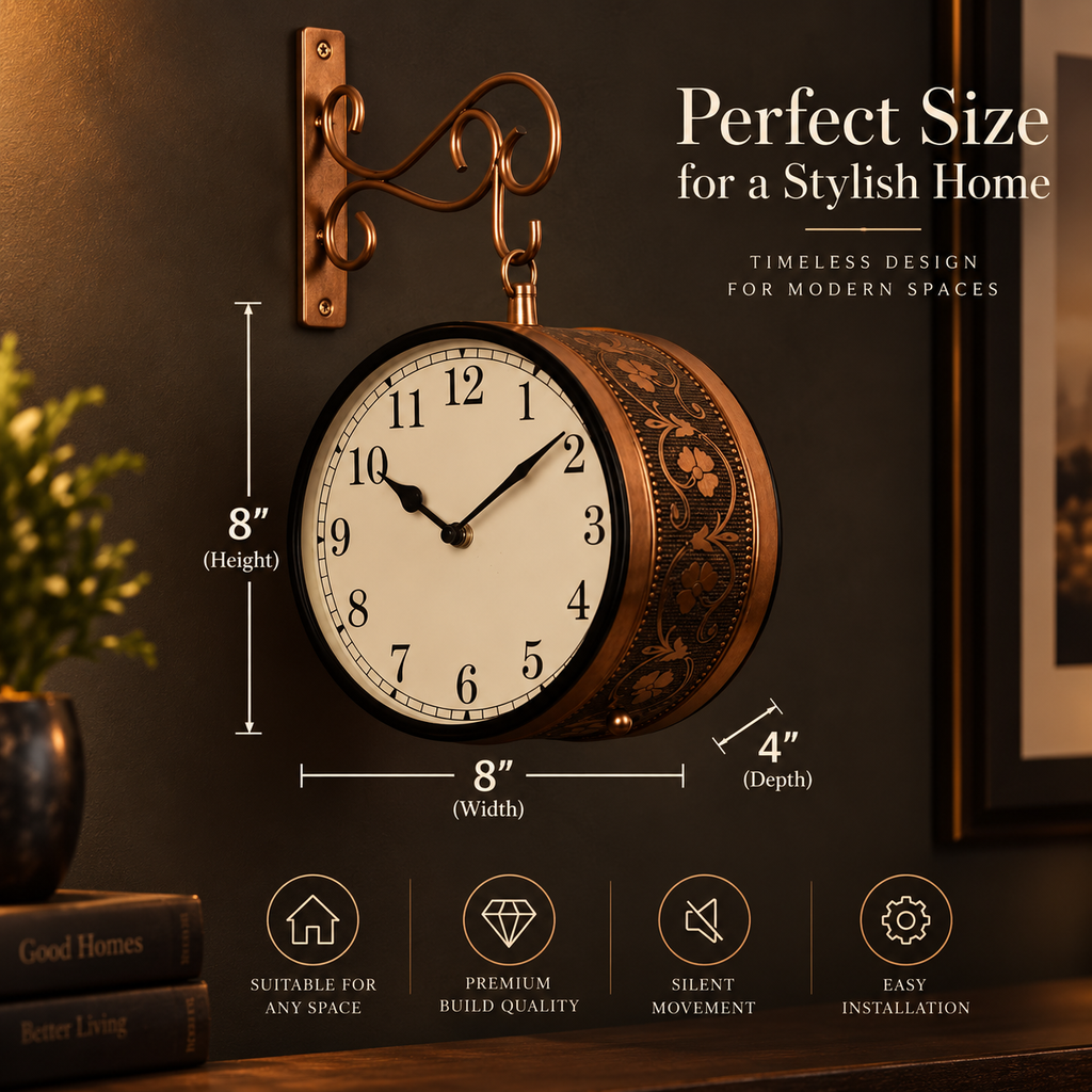 GT Vintage Double Sided Hanging Wall Clock
