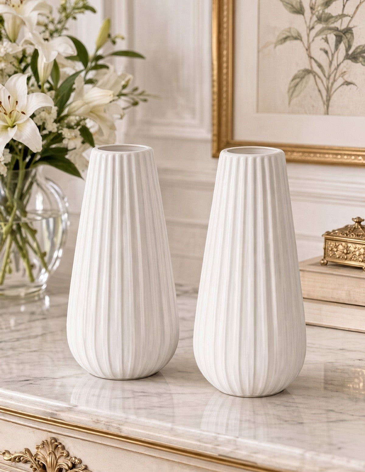 White Colored Vase for your flowers, Pack of 2