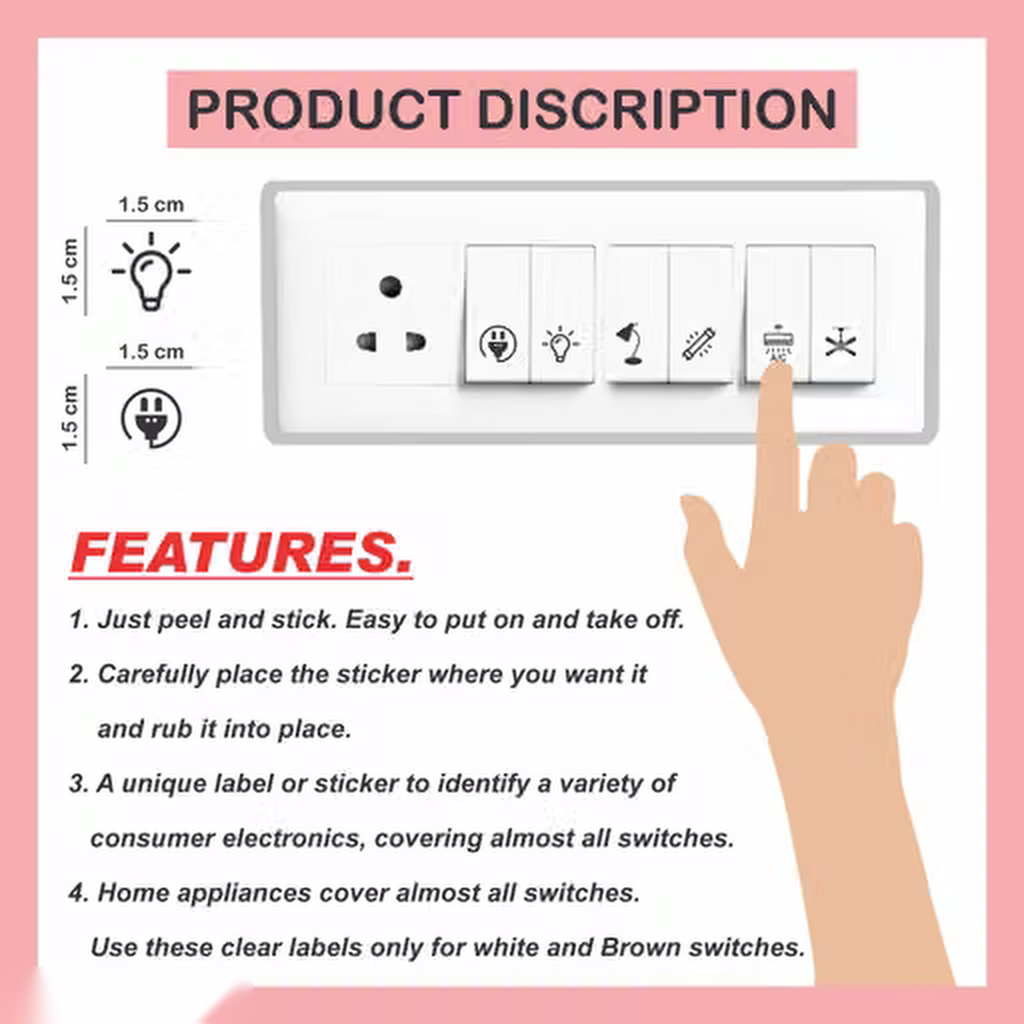 Switch Sticker For Electric Board - 52 Designs - 330Pcs
