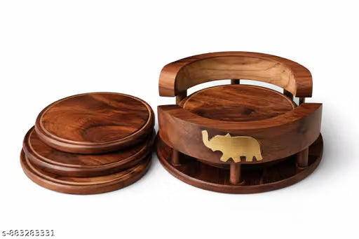 Handcrafted Wooden Coaster Set of 6