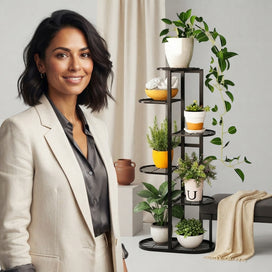 GT Multi-Tiered Plant Stand for Balcony | 7 Pot Holders (Easy to assemble, installation kit included) - editorial-used-by