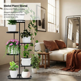 GT Multi-Tiered Plant Stand for Balcony | 7 Pot Holders (Easy to assemble, installation kit included) - editorial-used-by
