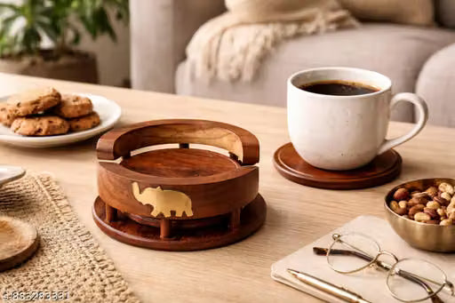 Handcrafted Wooden Coaster Set of 6